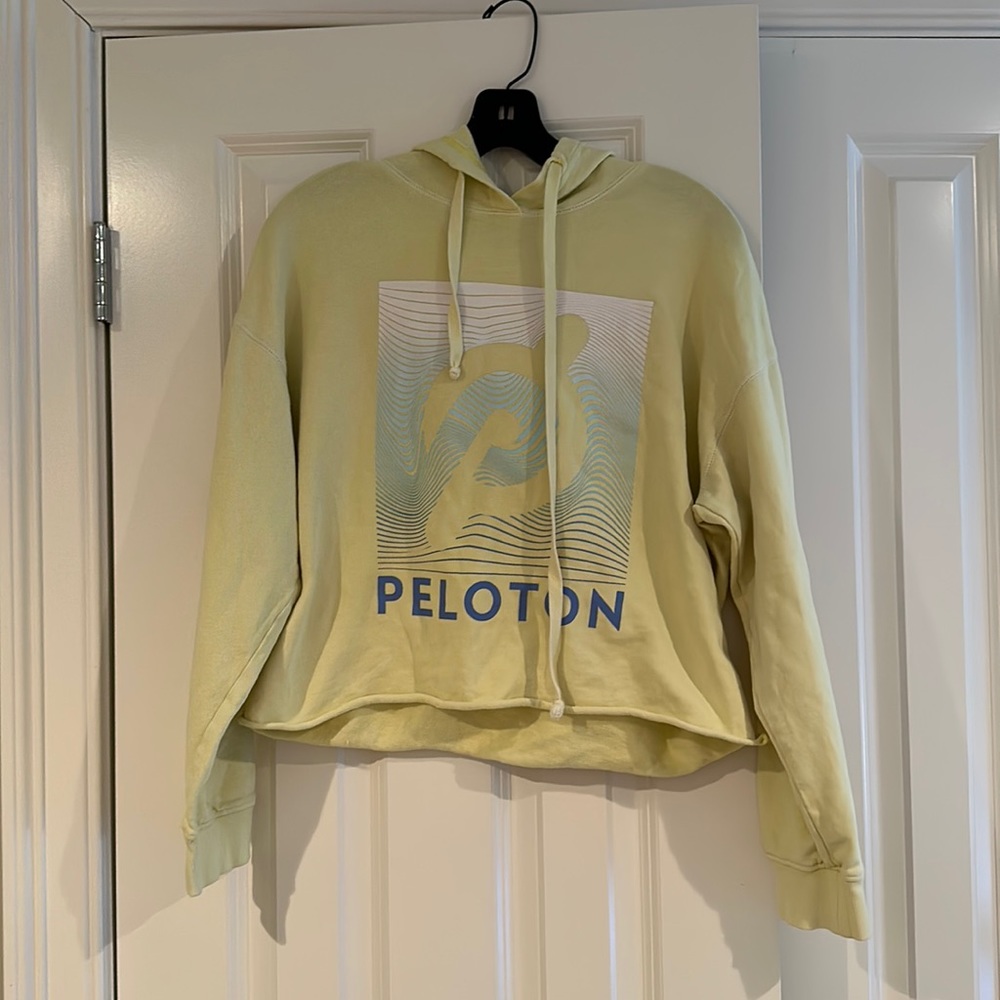 Yellow peloton cropped sweatshirt